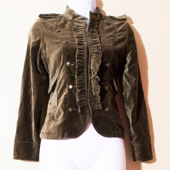 1989 Place Other - Brown Velour Jacket faux velvet brass buttons 1989